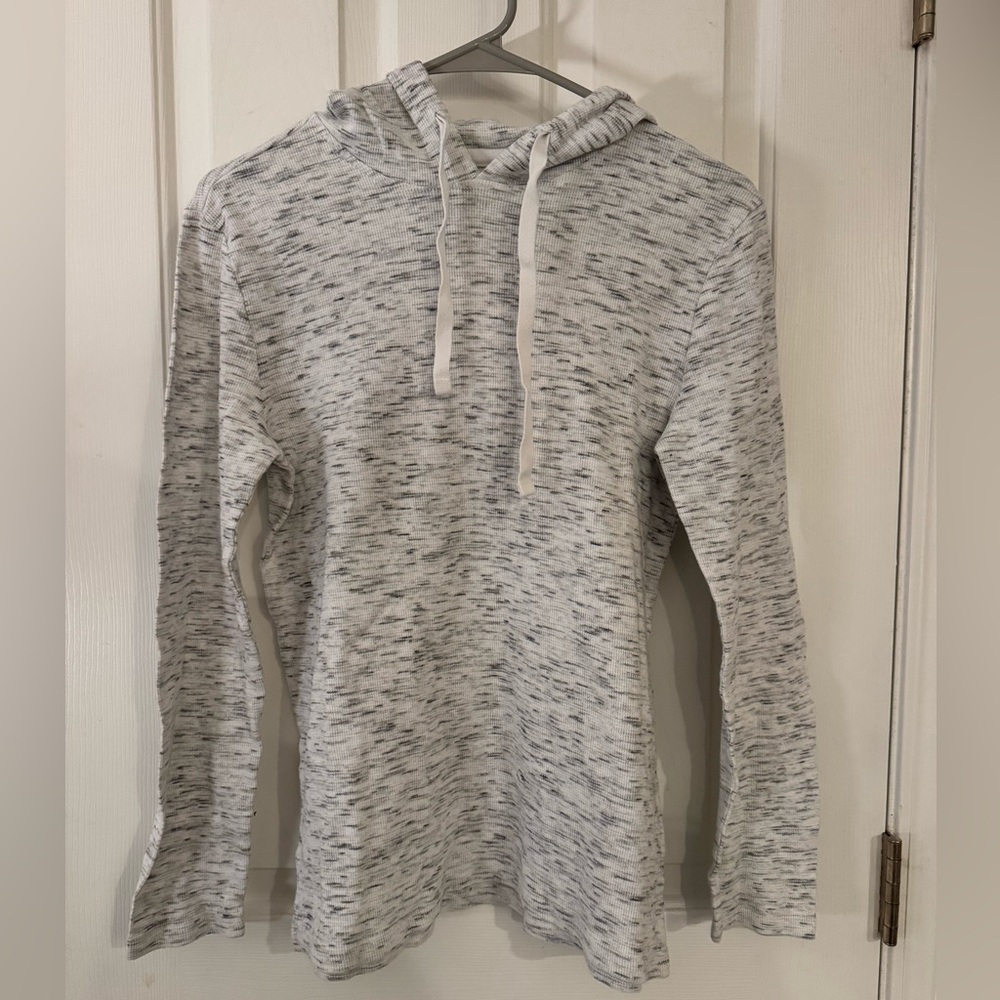 Men's White and Gray Hooded Shirt